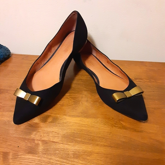 Madewell Shoes - Madewell  black Bow Tie Skimmer suede flats 9.5